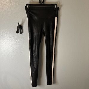 Spanx Faux Leather Side Stripe Leggings Black/White‎ size Small